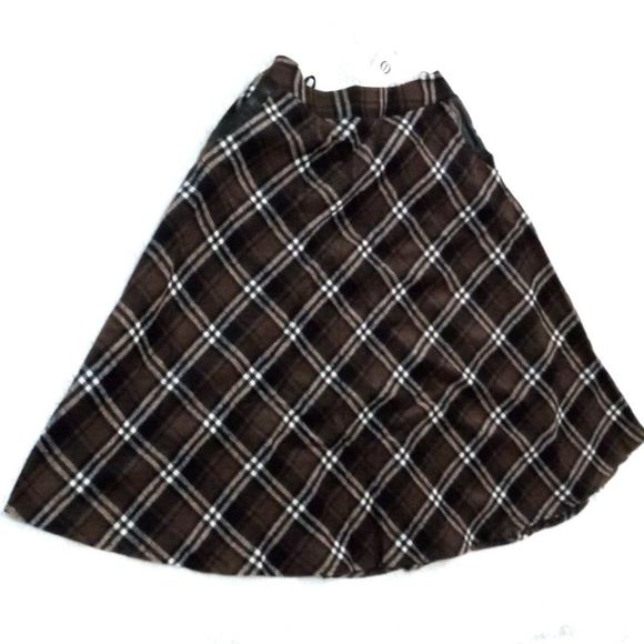 Womens Lined Plaid Wool / Polyester Mid-Calf Skirt (Size M) COFFEE - NEW!!! - Picture 7 of 9